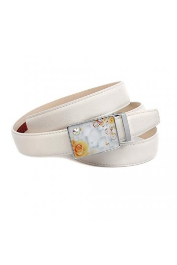 Anthoni Crown Ledergürtel Ceinture, Blanc, 75 Femme