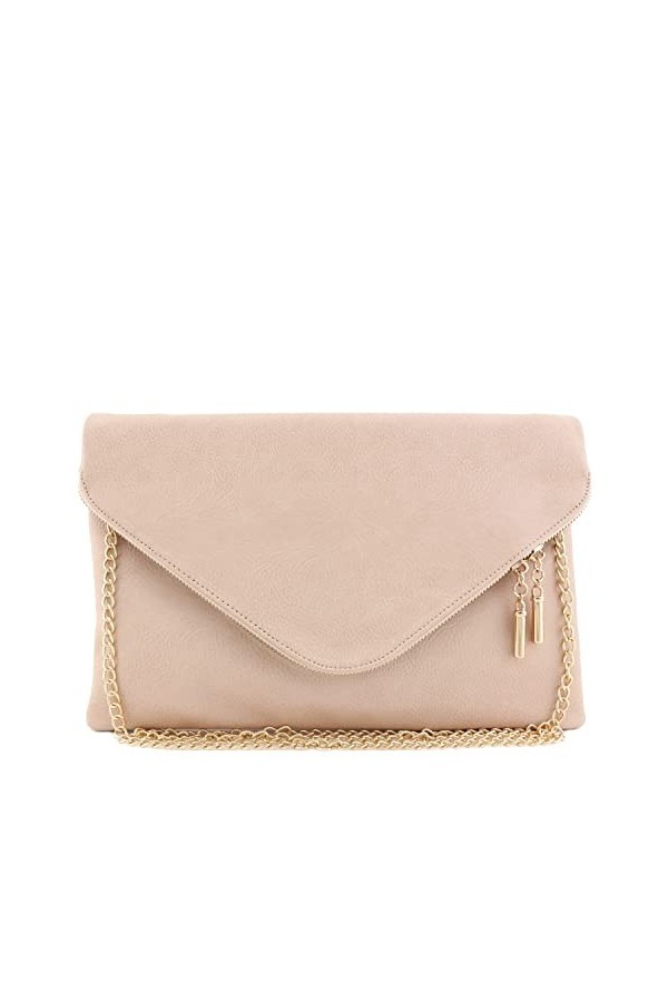 Large Envelope Clutch Bag with Chain Strap