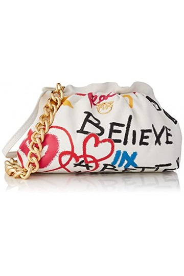 Pinko, Mini chaîne CLUTCH FRAMED 3 CL Femme, Z14_Blanc + Blanc, Taille unique
