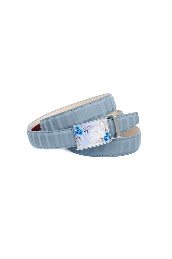 Anthoni Crown Ledergürtel Ceinture, Bleu Ciel, 90 Femme