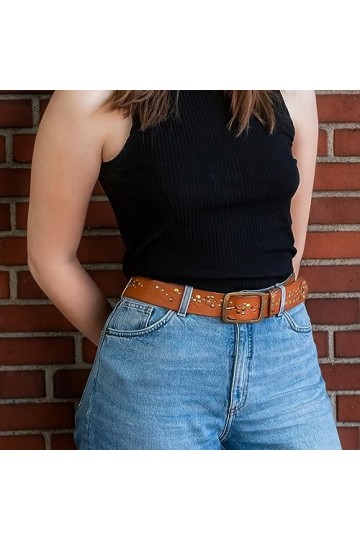 STILORD Eva Ceinture en cuir cloutée pour dames mode cloutée pour dames look vintage 40 mm avec boîte cadeau en cuir vérita