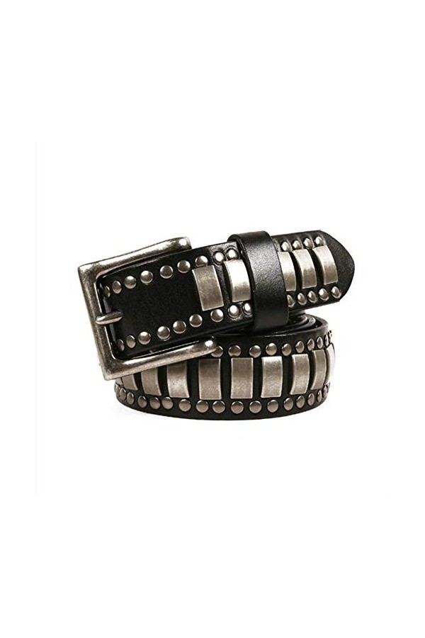 Ceinture Cloutée, Cuir Véritable, Ceintures De Cowboy Décontractées Unisexes pour Jeans, Ceintures À La Mode avec Boucle De C