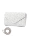 Creaher Elegante Damen-Clutch mit floraler Spitze,Umschlag-Clutch,Spitzen-Clutch,Satin-Tragetasche,Umhängetasche,Abend-Clutch