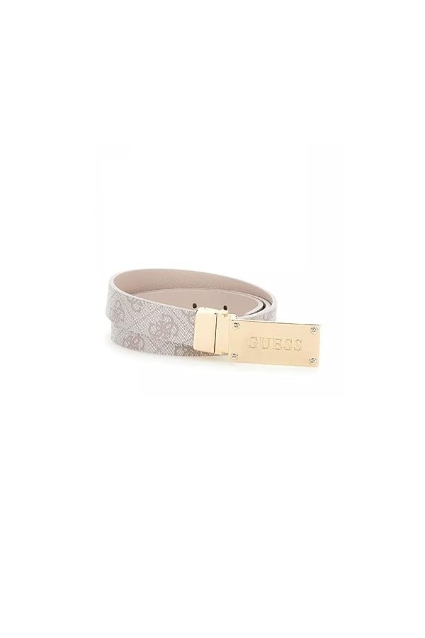 GUESS BW7796 REVERSIBLE BELT ceinture étroite cuir ceinture logo femme brun or, Dove Logo/White, Large