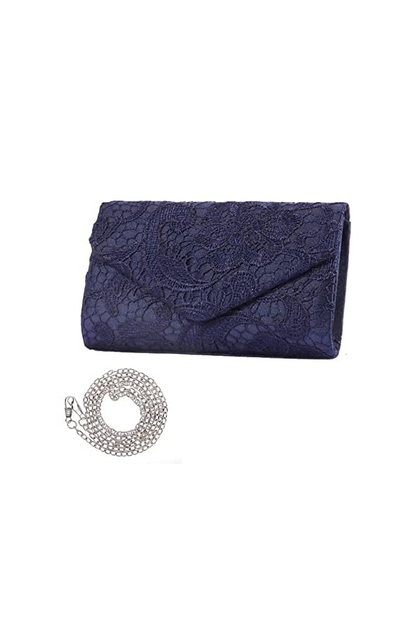 Creaher Elegante Damen-Clutch mit floraler Spitze,Umschlag-Clutch,Spitzen-Clutch,Satin-Tragetasche,Umhängetasche,Abend-Clutch