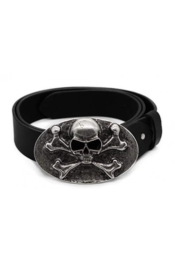BBM-STYLE Ceinture tête de mort avec fermoir en cuir massif Fabrication sur mesure.