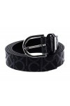 Calvin Klein Ceinture Femme Ck Must Round Belt 2.5 cm Mono Ceinture Similicuir, Noir Black Mono , 75 cm