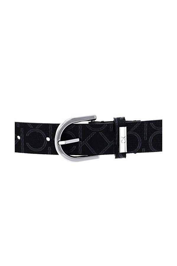 Calvin Klein Ceinture Femme Ck Must Round Belt 2.5 cm Mono Ceinture Similicuir, Noir Black Mono , 75 cm