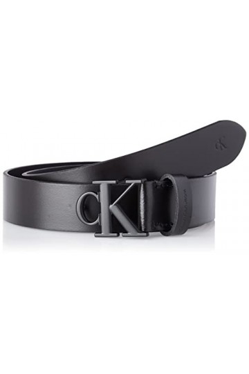 Calvin Klein Jeans Femme Round Mono Plaque Belt 30mm Ceinture, Noir, 90 EU