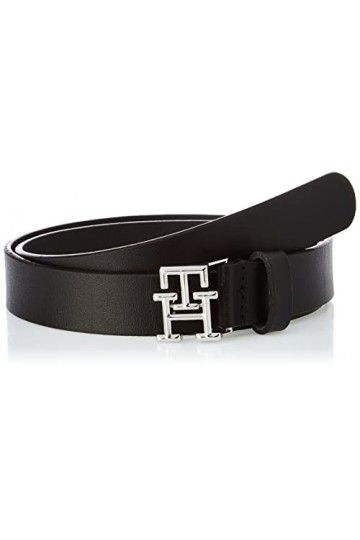 Tommy Hilfiger Ceinture Femme TH Logo 2.5 Ceinture Cuir, Noir Black , 75