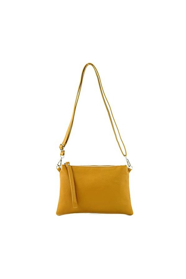 modamoda de - T186 – ital. Clutch Sac à bandoulière en cuir Taille M, corail, Small