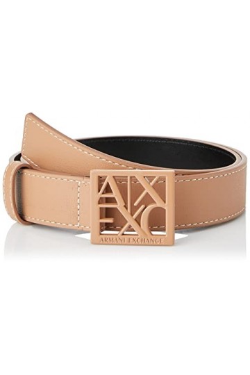 Armani Exchange Look décontracté, Boucle avec Logo carré Ceinture, Brush, 75 Femme
