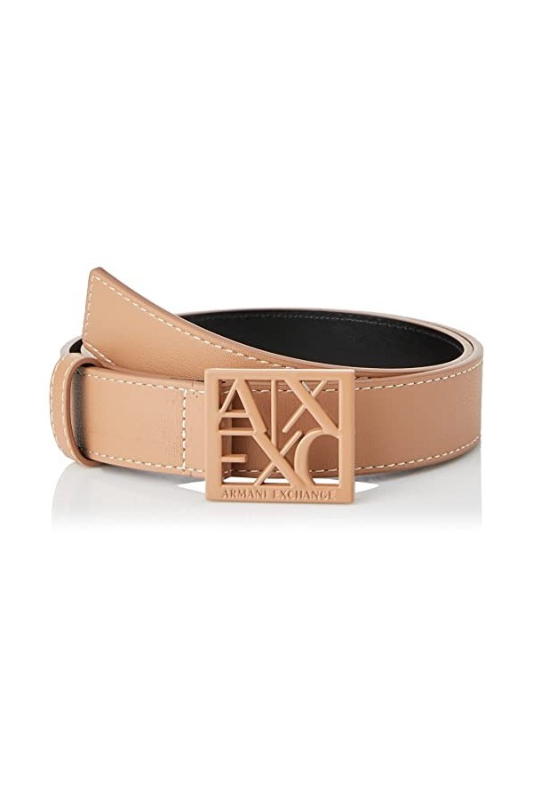 Armani Exchange Look décontracté, Boucle avec Logo carré Ceinture, Brush, 75 Femme