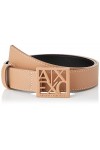 Armani Exchange Look décontracté, Boucle avec Logo carré Ceinture, Brush, 75 Femme