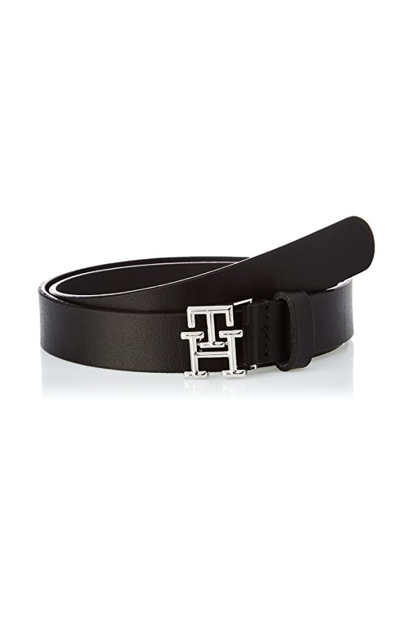 Tommy Hilfiger Ceinture Femme TH Logo 2.5 Ceinture Cuir, Noir Black , 75