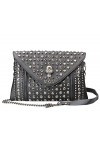 FiveloveTwo Punk Femme Sac à Bandouliere Petit Crâne Sacs portés épaule Chaîne de Rivet Cuir PU Sac à Main Sachet Bourse Saco
