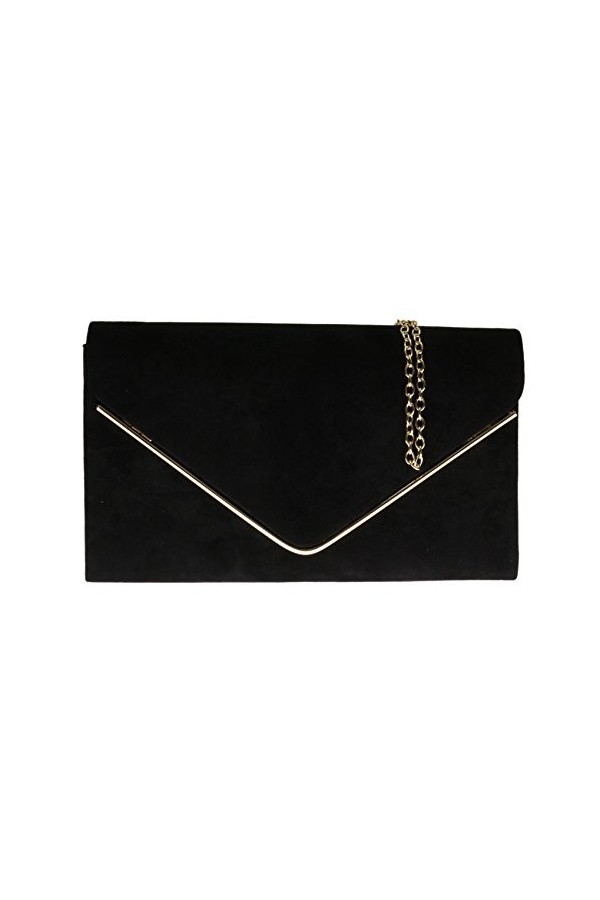 Girly Handbags Femmes Faux Suede Clutch Bag Envelope Metallic Frame Women Handbag Mustard