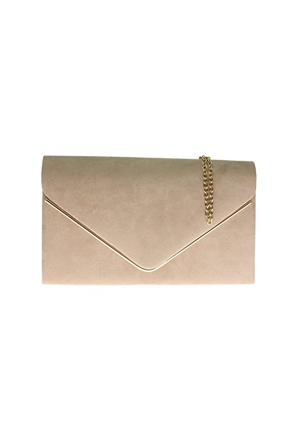 Girly Handbags Femmes Faux Suede Clutch Bag Envelope Metallic Frame Women Handbag Mustard