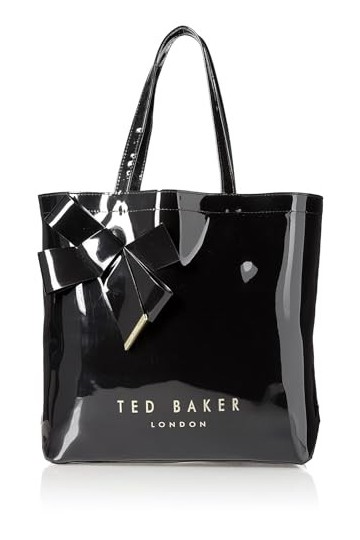 Ted Baker Nicon, Cabas en Vinyle avec nœud Femme, Noir, Taille Unique