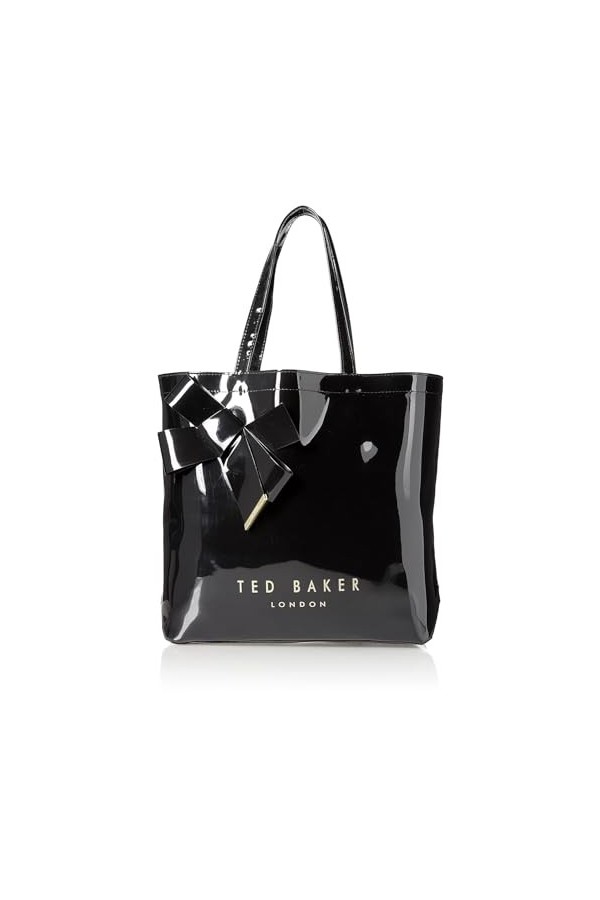 Ted Baker Nicon, Cabas en Vinyle avec nœud Femme, Noir, Taille Unique