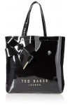 Ted Baker Nicon, Cabas en Vinyle avec nœud Femme, Noir, Taille Unique