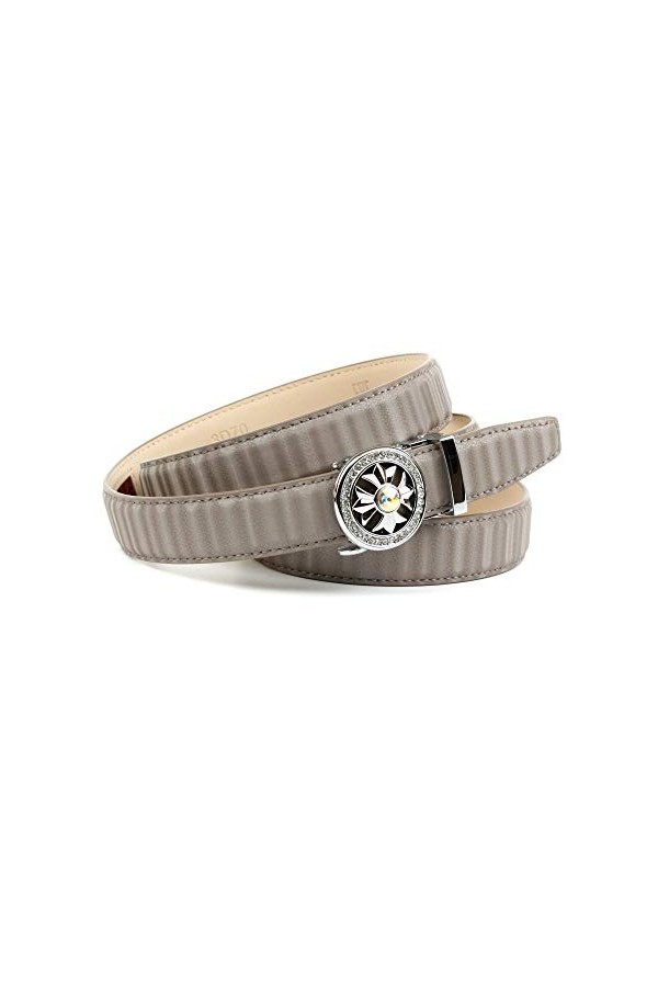 Anthoni Crown Ledergürtel Ceinture, Gris, 95 cm Femme