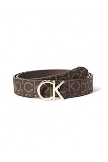 Calvin Klein Ceinture Femme CK Mono Belt 3&nbsp;cm en Cuir, Marron Brown Mono , 75 cm