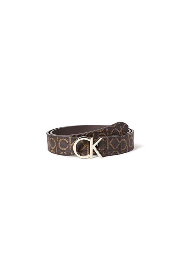 Calvin Klein Ceinture Femme CK Mono Belt 3&nbsp;cm en Cuir, Marron Brown Mono , 75 cm