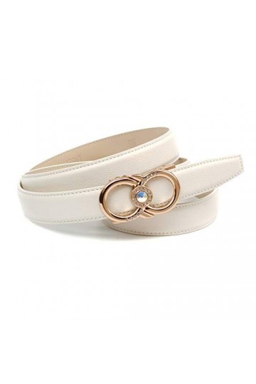 Anthoni Crown Ceinture en Cuir, Blanc, 110 cm Femme