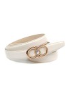 Anthoni Crown Ceinture en Cuir, Blanc, 110 cm Femme