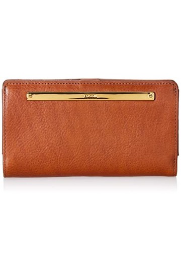 Fossil Portefeuille pour femme Liza, cuir/Polyurethane Trim Zip Clutch brun 19.5 cm L x 2.5 cm W x 11.4 cm H SL7878200