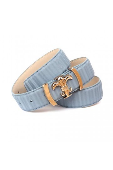Anthoni Crown Ledergürtel Ceinture, Bleu Ciel, 80 cm Femme