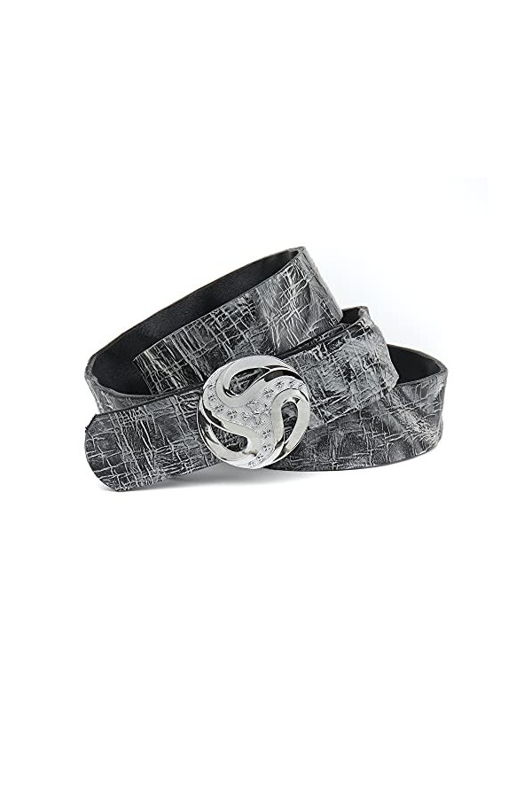 Anthoni Crown Ledergürtel Ceinture, Noir, 95 cm Mixte