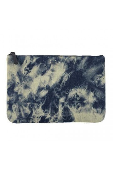 Kate Spade Jackson Tie Dye Denim Large Zip Pouch Clutch, Blue Multi