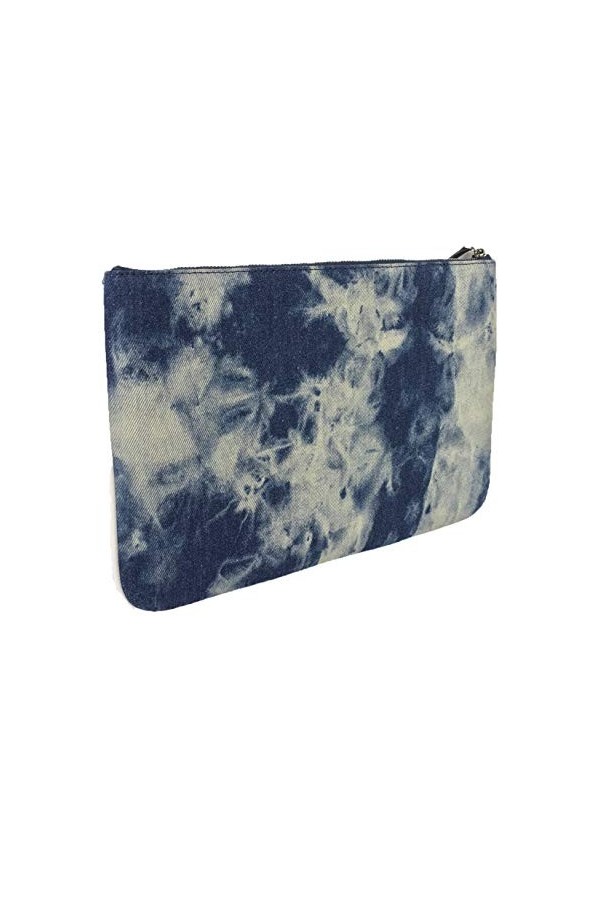 Kate Spade Jackson Tie Dye Denim Large Zip Pouch Clutch, Blue Multi