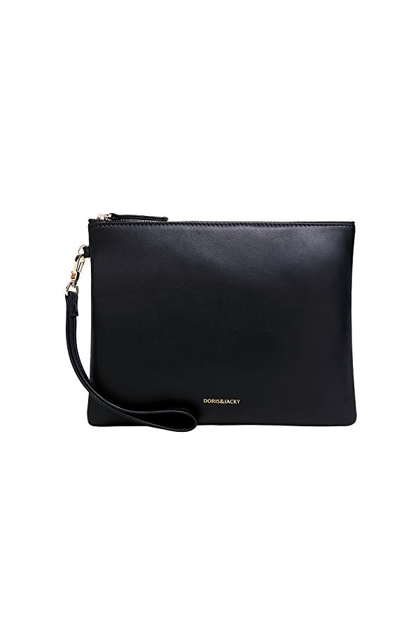 Soft Genuine Lambskin Leather Wristlet Clutch for Women Designer Large Wallets with Strap Brown 