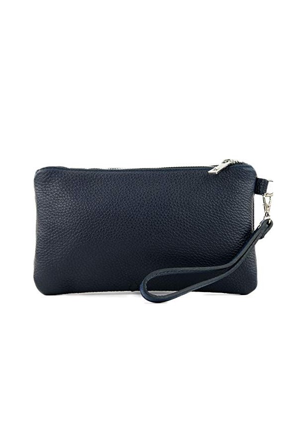 modamoda de - T193 - ital. Clutch Pochette pour poignet en cuir Small, Rouge vif, Small