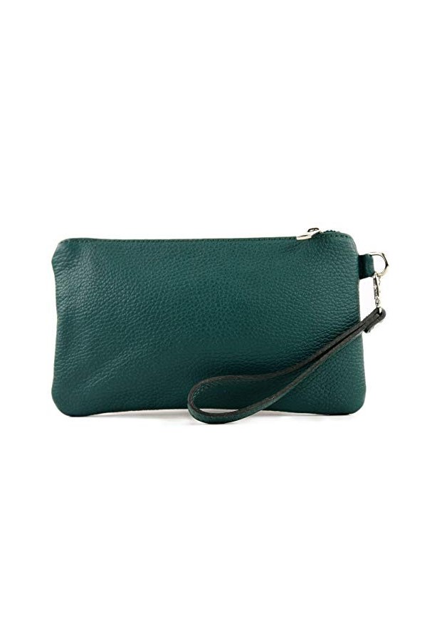 modamoda de - T193 - ital. Clutch Pochette pour poignet en cuir Small, Rouge vif, Small