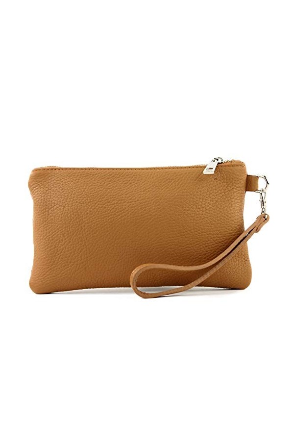 modamoda de - T193 - ital. Clutch Pochette pour poignet en cuir Small, Rouge vif, Small