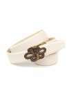 Anthoni Crown Ledergürtel Ceinture, Weiß, 105 Femme