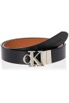 Calvin Klein Mono Hardware Rev Plq Rond 30 mm Ceinture, Black/Cuoio, 90 cm Femme