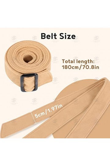 Ceinture large en laine pour femme, camel, 175 cm