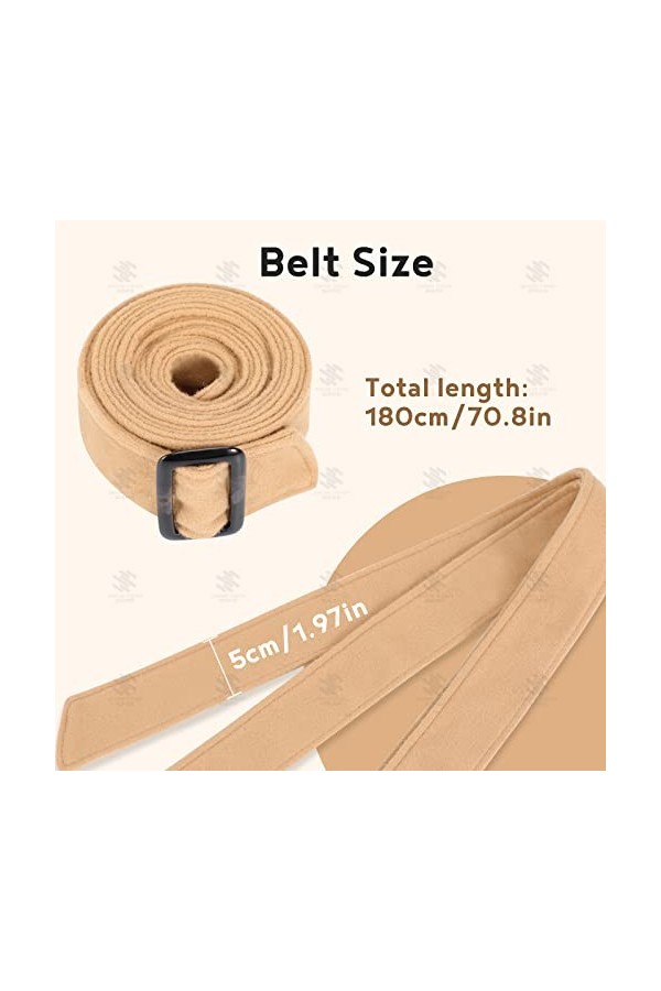 Ceinture large en laine pour femme, camel, 175 cm