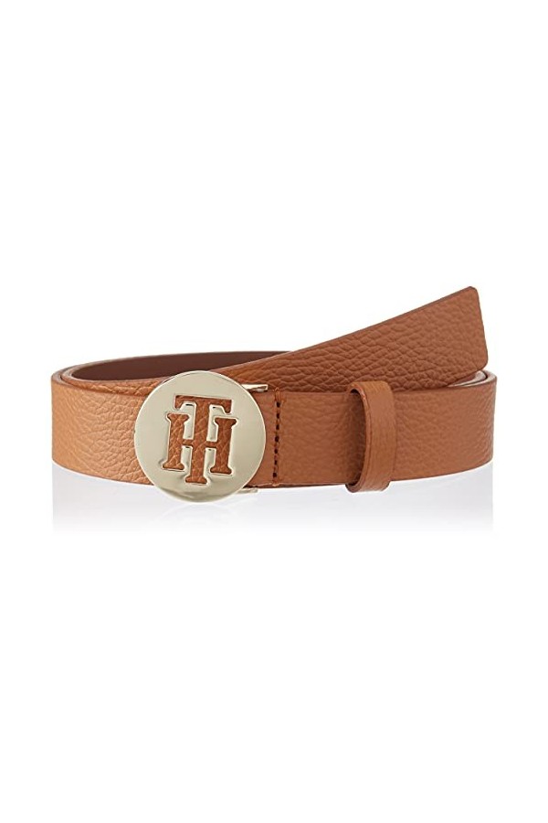 Tommy Hilfiger TH Round 3.0 Ceinture, Cognac, 80 cm Femme