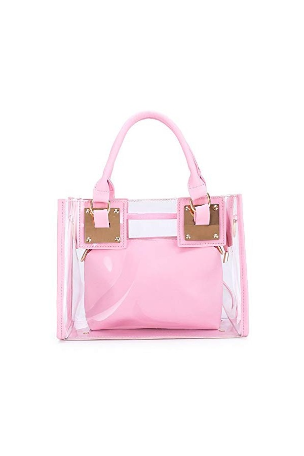 AlwaySky Femme Mode Sacs portés épaule 2PCS PVC Transparent Sac à main Sac à Bandouliere Dégager Sachet Bourse Pochettes Clut