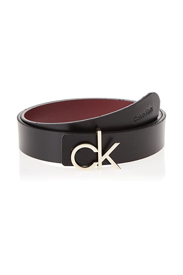 Calvin Klein Courroie de reverrouillage 30 mm Ceinture, Black/Bordeaux, 90 cm Femme