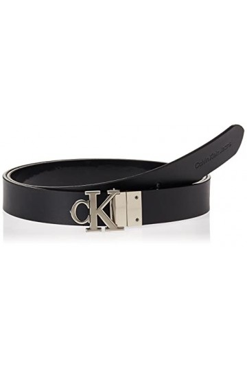 Calvin Klein Jeans Mono Hardware REV 25MM Ceinture, Black/Fashion Black, 100 cm Femme