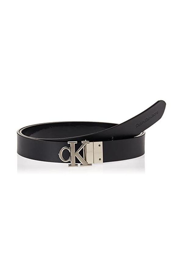 Calvin Klein Jeans Mono Hardware REV 25MM Ceinture, Black/Fashion Black, 100 cm Femme