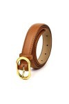 Ceinture en cuir pour femme avec boucle dorée pour pantalon et robe 2,5 cm de large, Orange, Large