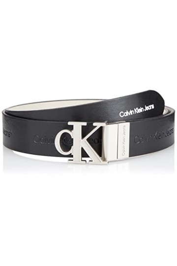 Calvin Klein Round Mono Plaque Rev Belt 30Mm Paquets Cadeaux, Black/Eggshell, 90 Femme